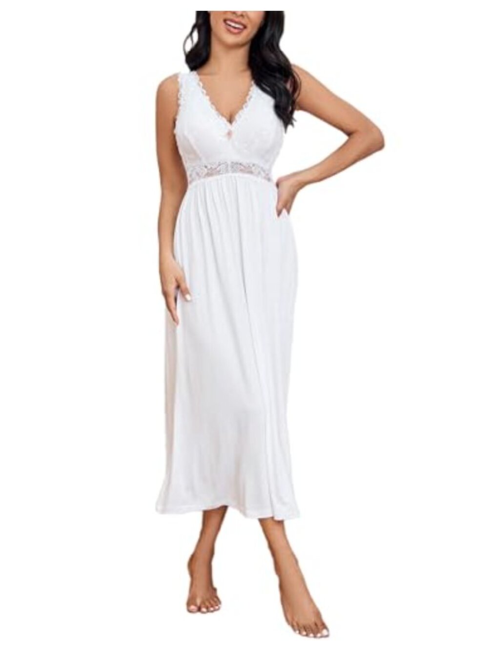Lace Lingerie Chemise V Neck Nightgown Sleeveless